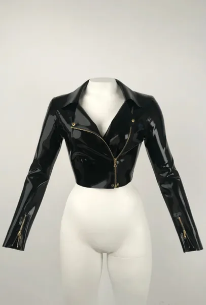 Lady Lucie Latex Cropped Biker Jacket