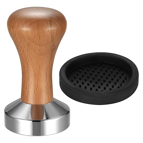 Coffee Tamper 51mm, Espresso Coffee Tamper, Espresso Press Barista Tamper with Stainless Steel Base & Wooden Handle for Coffee Grounds Barista Espresso Machines Accessories