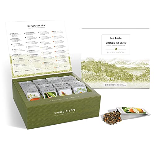 Tea Forte Assorted Gift Set, Assorted Loose Classic Flavored Leaf Tea, Single Steeps Chest Gift Box, 28 Count (Pack of 1) - Assorted Classic Tea