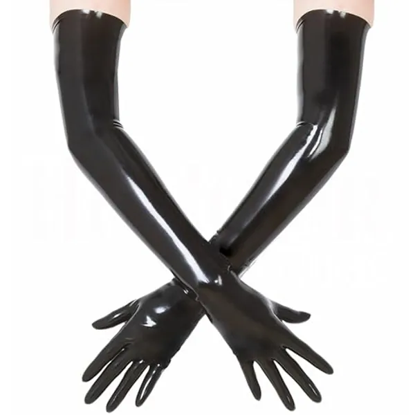 GREEFEI Black Latex Long Gloves for Women Men,Rubber Gloves Cosplay Clothing Party Clubwear