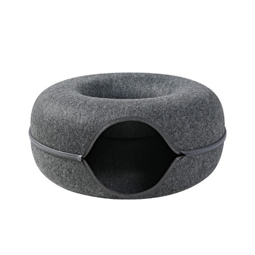 Cute Donut Shaped Cat Bed | Black / L