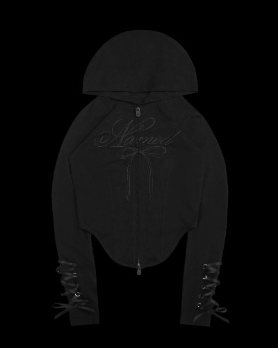 CONFESSIONS RIBBON SCULPT STRETCH ZIP HOODIE BLACK