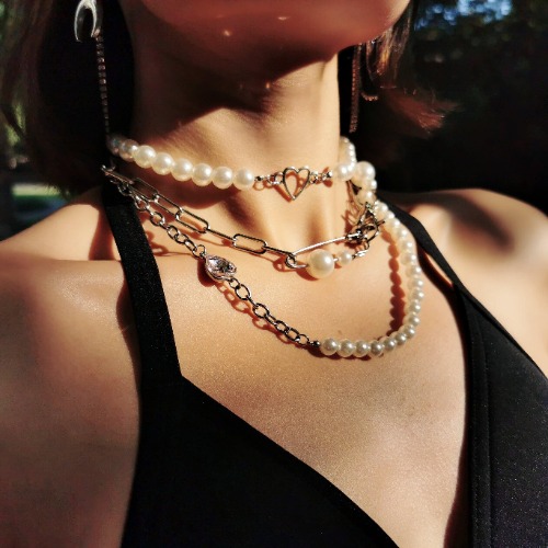 Fervooor Love heart pearl choker necklace | Default Title
