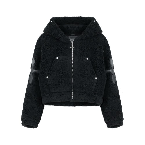 Black Snowman Shearling Hoodie | 2