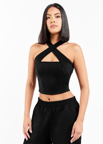 Halter-Neck Softskin100© Corset | PITCH BLACK / S