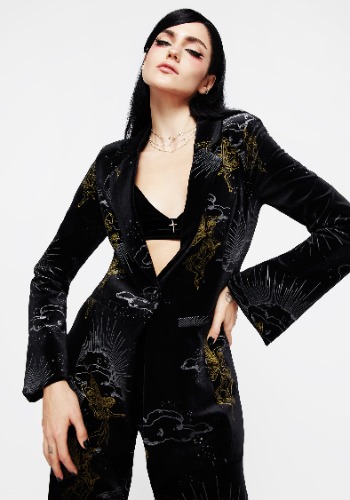 Adelina Foil Print Velour Blazer | UK 8