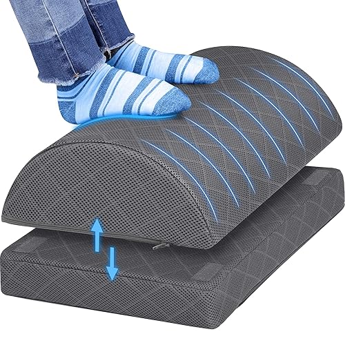 CushZone Foot Rest,Desk & Gaming Accessories,Foot Rest for Under Desk at Work,Comfortable Footrest with 2 Adjustable Heights & Removable Cover, Office Desk Accessories（Gray） - Medium - Gray