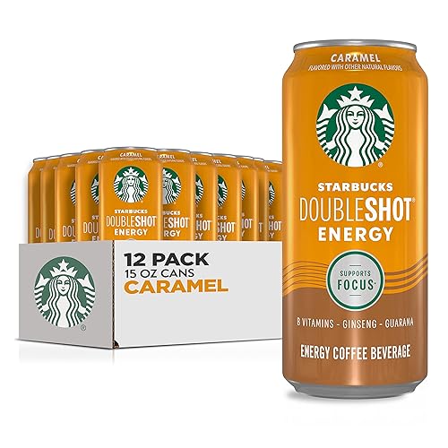 Starbucks Doubleshot Energy Drink Coffee Beverage, Caramel, Iced Coffee, 15 fl oz Cans (Packaging May Vary) (Pack of 12) - Caramel - 15 Fl Oz (Pack of 12)