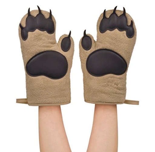 Genuine Fred BEAR HANDS Oven Mitts - Quality Cotton with Heat Resistant Silicone - Fun & Function Kitchen Gadgets - Funny White Elephant Gift - Great Gift for Home Cooks, Bakers, & Animal Lovers - - BEAR HANDS