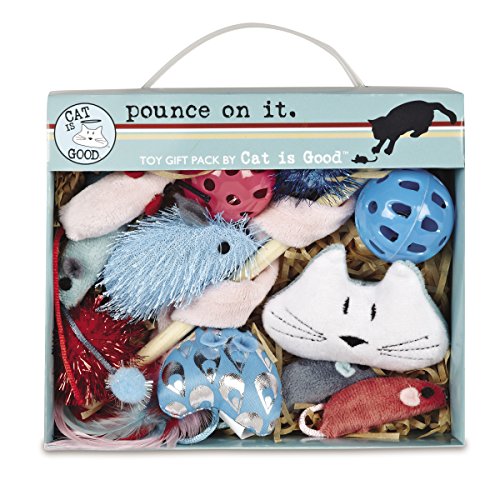 Cat Is Good 12-Piece Pounce Toy Gift Box – Pounce on It Assorted Toys Keep Cats and Kittens Entertained Safely - One Size