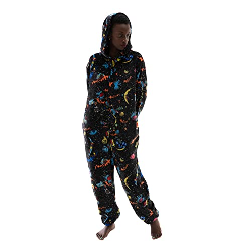 COSUSKET Snug Fit Flannel Onesie Pajamas for Women Tie Dye Costume - Medium - Space Black
