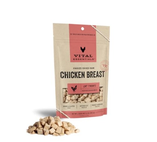 Vital Essentials Freeze Dried Raw Single Ingredient Cat Treats, Chicken Breast, 2.1 oz