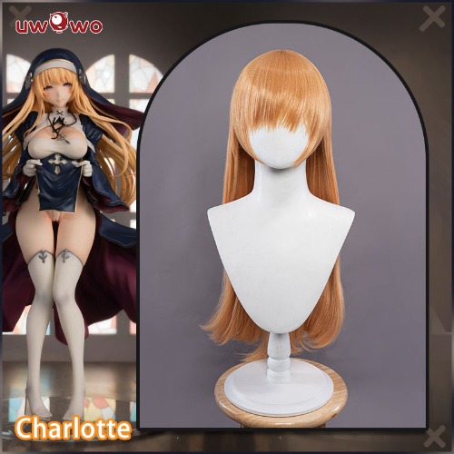 Uwowo Original Character Charlotte Figure Nun 18+ Cosplay Wig 70cm Orange Hair