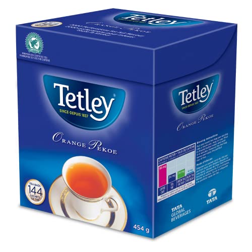 Tetley Orange Pekoe Black Tea - 144 Tea Bags, 454 Grams, Contains Caffeine - 454Grams
