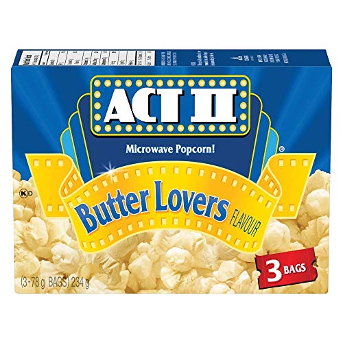 Act ii Microwave Gourmet Popcorn - Butter Lovers Flavour (3 x 78g Snack-Size Bags), 1 Count - 234 g (Pack of 1) - Butter Lovers