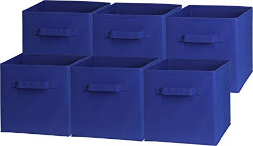 SimpleHouseware Foldable Storage Bins Cubes Organizer, 6 Pack, Dark Blue - Dark Blue