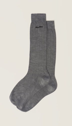 Slate Gray Silk Socks | Miu Miu