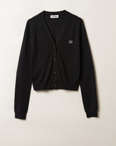 Black Cashmere And Silk Cardigan | Miu Miu