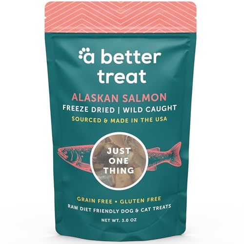 A Better Treat – Freeze Dried Salmon Dog Treats, Wild Caught, Single Ingredient | Natural High Value | Gluten Free, Grain Free, High Protein, Diabetic Friendly | Natural Fish Oil | Made in The USA