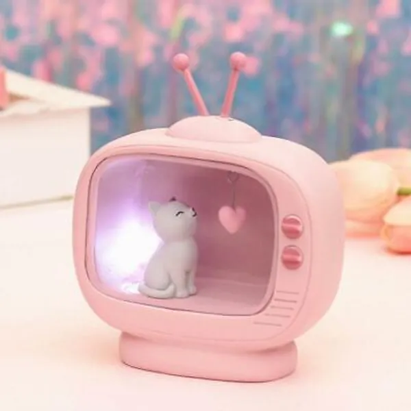 Day Cute TV Cat Lamp LED Night Light Valentine's Birthday Gift Home Decor  | eBay