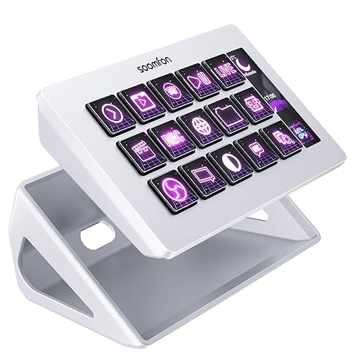 SOOMFON Stream Controller, Production Console Deck 15 Teclas Macro, Stream Control Deck Activa acciones en OBS, Twitch, Youtube, PS y Otras Aplicaciones, Studio Controll Deck Compatible con Mac, PC
