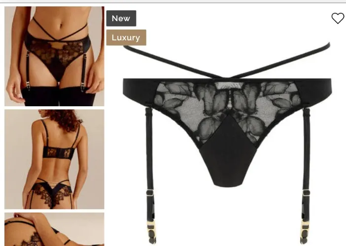 LIVY Silk and lace Garter belt brief Vista Black