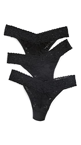 hanky panky, Signature Lace Original Rise Thong 3 Pack, One Size (4-14) - One Size - Black