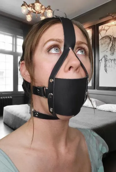 Panel Gag Harness - Leather - Silicone ball - Mature