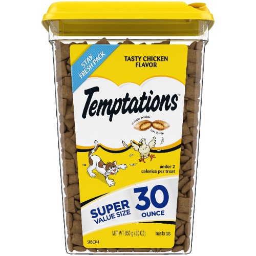 TEMPTATIONS Classic Crunchy and Soft Cat Treats Tasty Chicken Flavor, 30 oz. Tub (Packaging May Vary) - Tub 30 Ounce (Pack of 1)