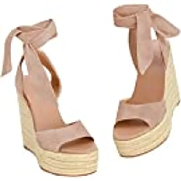 Liyuandian Womens Platform Espadrille Wedges Open Toe High Heel Sandals with Ankle Strap Buckle Up Shoes