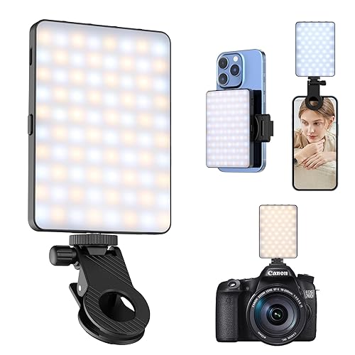 Selfie Light for Phone, 72 LEDs Phone Light Clip On -Rechargeable LED Photo Light Video Light with 3 Colors & CRI 95+ for Wireless Camera/Laptop/Phone, Video Conference, Youtube, TikTok, Makeup Vlog.