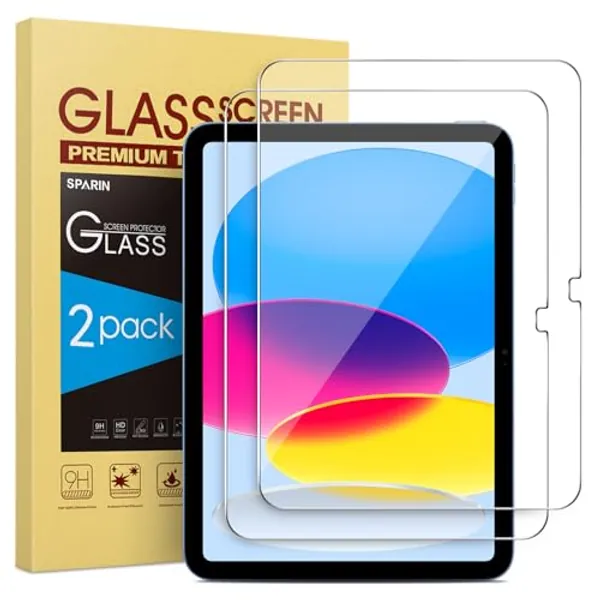 SPARIN 2 Stück Schutzfolie für iPad 10. Generation 2022, 9H Härte Schutzglas Displayfolie Panzer Schutz Glas für iPad 10 Folie, 10,9 Zoll