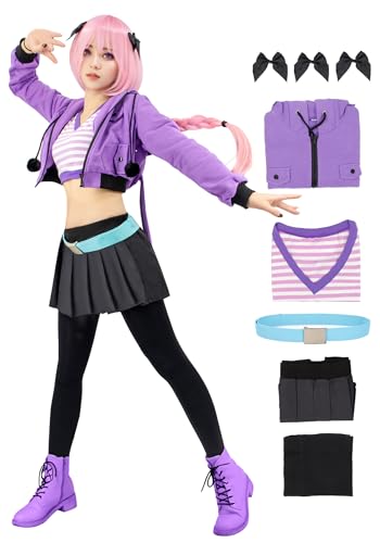 C-ZOFEK Women's Purple Anime Cosplay Costumes Outfit with Belt and Headwear Halloween Party - Small
