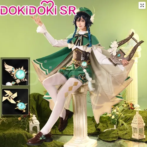 【 Ready For Ship 】【Size S-2XL】DokiDoki-SR Game Genshin Impact Cosplay Venti Costume | Upgrade Ver. Costume Only（Metal Accessories）-M