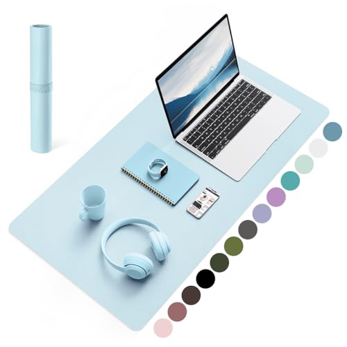 Non-Slip Desk Pad,Mouse Pad,Waterproof PVC Leather Desk Table Protector,Ultra Thin Large Desk Blotter, Easy Clean Laptop Desk Writing Mat for Office Work/Home/Decor(Sky Blue, 31.5" x 15.7") - Sky Blue - 31.5" x 15.7"