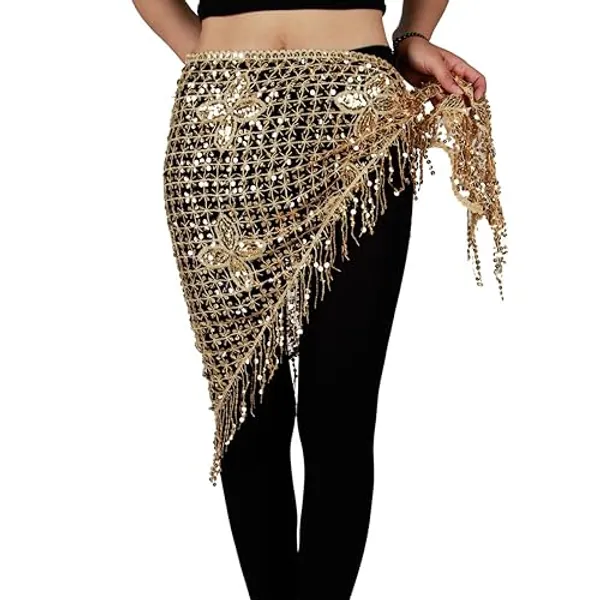 MISI CHAO Belly Dance Hip Scarf - Hip Skirt Belly Dancing Belt Triangle Shawl Tassel Belts Waist Chain for Women/Girls
