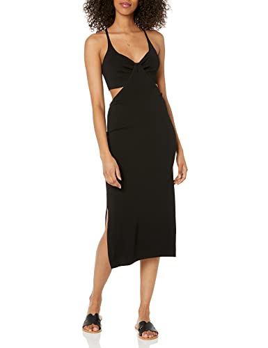 The Drop Women's Zuri Fitted Cutout One-Shoulder Maxi Sweater Dress - Small - Black