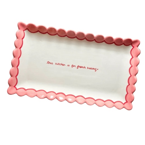 "This Kitchen Is for French Kissing” Scalloped Tray | Default Title
