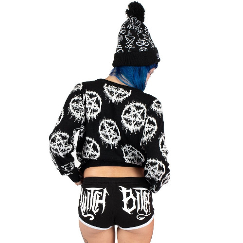 Witch Bitch Short Shorts - M / Black/White