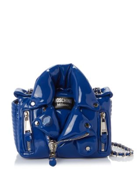 Moschino Motorcycle Jacket Design Shoulder Bag | Blue Multi