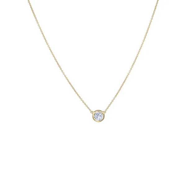 Large Bezel Necklace - 14K White Gold