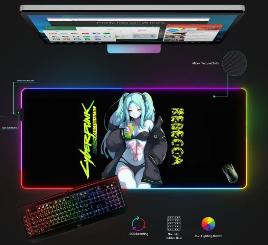 Cyberpunk Edgerunners Rebecca Desk mat, RGB Gaming Accessories, Anime Desk mat sold by Cleaner Consultation | SKU 40441831 | 60% OFF Printerval