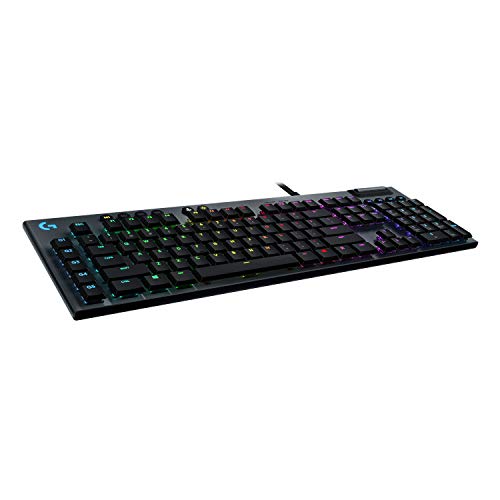Logitech G815 mechanische Gaming-Tastatur, Taktiler GL-Tasten-Switch mit flachem Profil, LIGHTSYNC RGB, 5 Programmierbare G-Tasten, Multimedia-Bedienelemente, Deutsches QWERTZ-Layout - Carbon - Taktile Switches