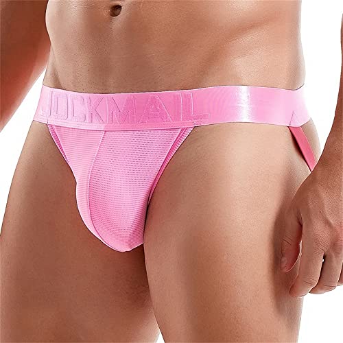 JOCKMAIL Mens Jockstrap Underwear Jock Straps Male Athletic Supporters for Men - Medium - Pink-