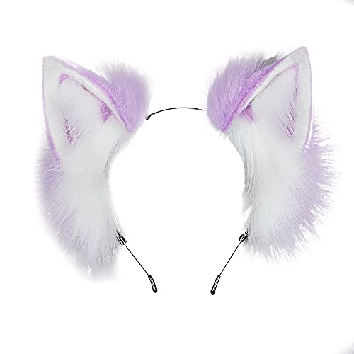 VIGVAN Animal Cosplay Ears Fox Cat Ears Chain Punk Cross Cat Ears Headbands - Purple
