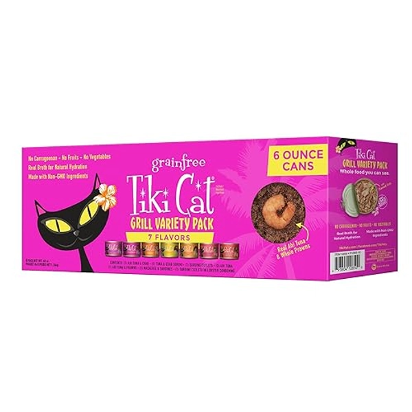 Tiki Cat Grill, Tuna & Crab Surimi, High-Protein and 100% Non-GMO Ingredients, Wet Whole Foods Cat Food for All Life Stages, 6 oz. Cans (Pack of 8)