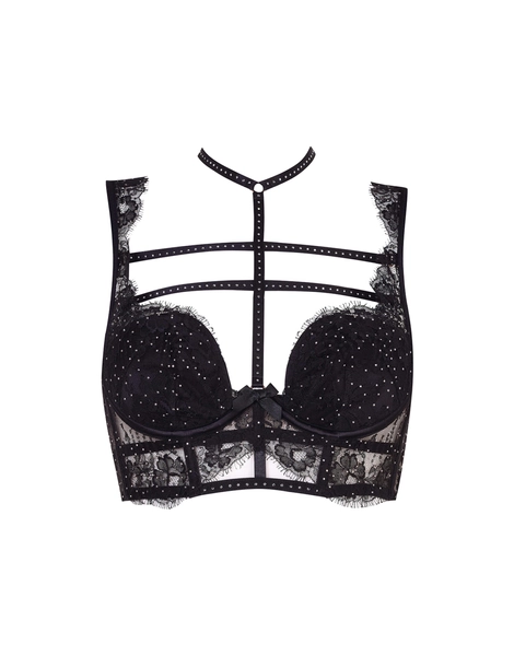 Davinah Padded Plunge Underwired Bra in Black | Agent Provocateur