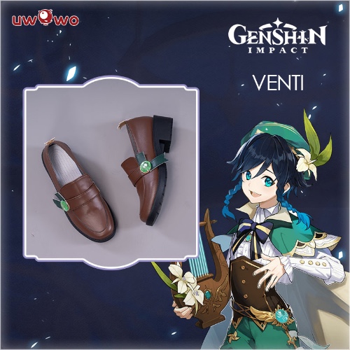 Uwowo Game Genshin Impact Venti Windborne Bard Tone-Deaf Bard Cosplay Shoes - 37