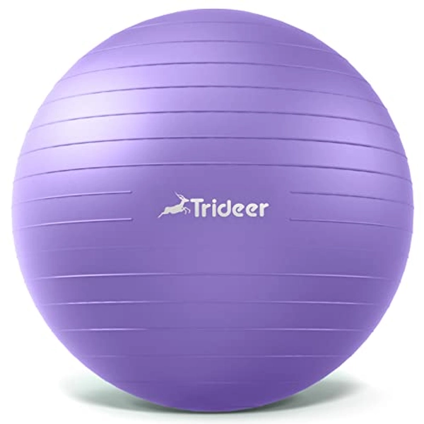 Trideer Yoga Ball Exercise Ball for Working Out, 5 Sizes Gym Ball, Birthing Ball for Pregnancy, Swiss Ball for Physical Therapy, Balance, Stability, Fitness, Office Ball Chair, Quick Pump Included