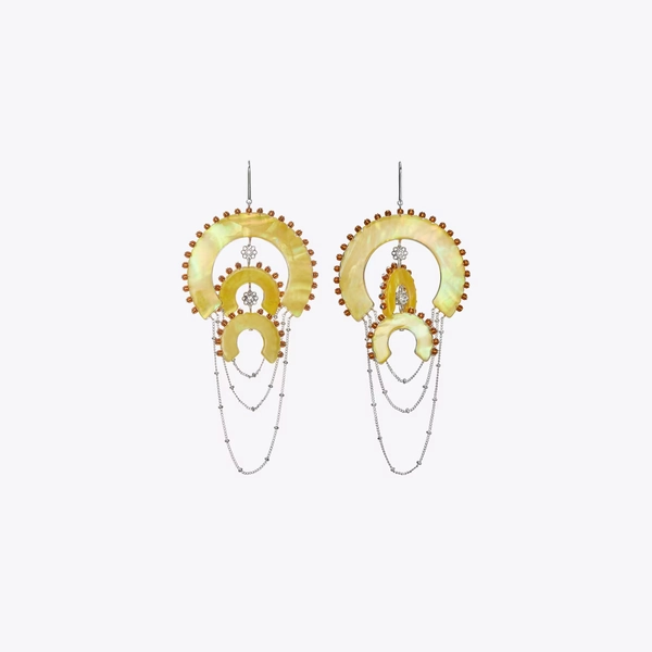 Bead And Resin Chandelier Earrings in yellow, size OS